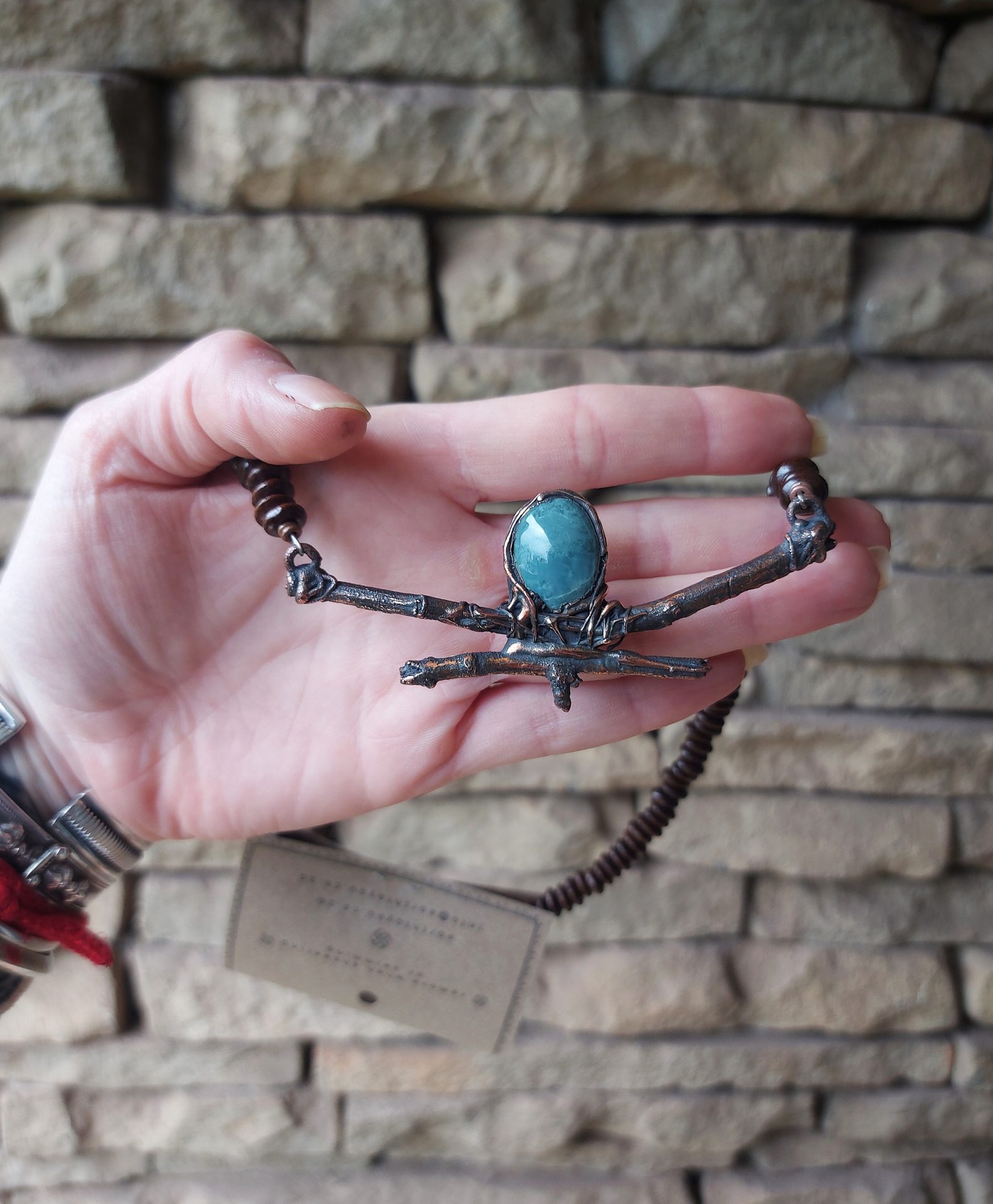 Blue Jade Copper Twig Necklace - Image 6