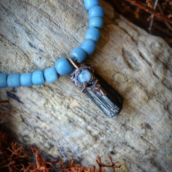 Black Tourmaline and Moonstone Copper Necklace