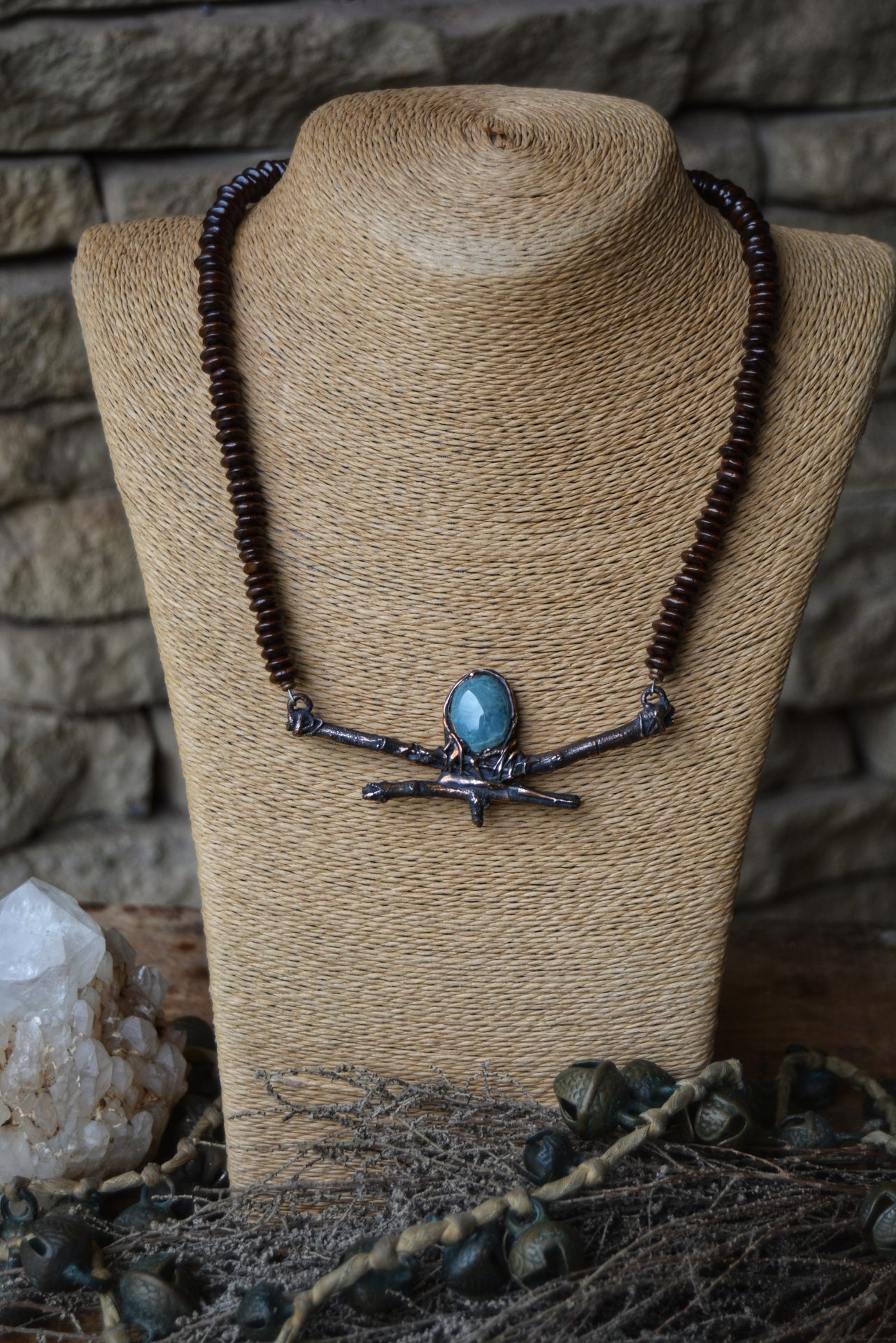 Blue Jade Copper Twig Necklace - Image 5