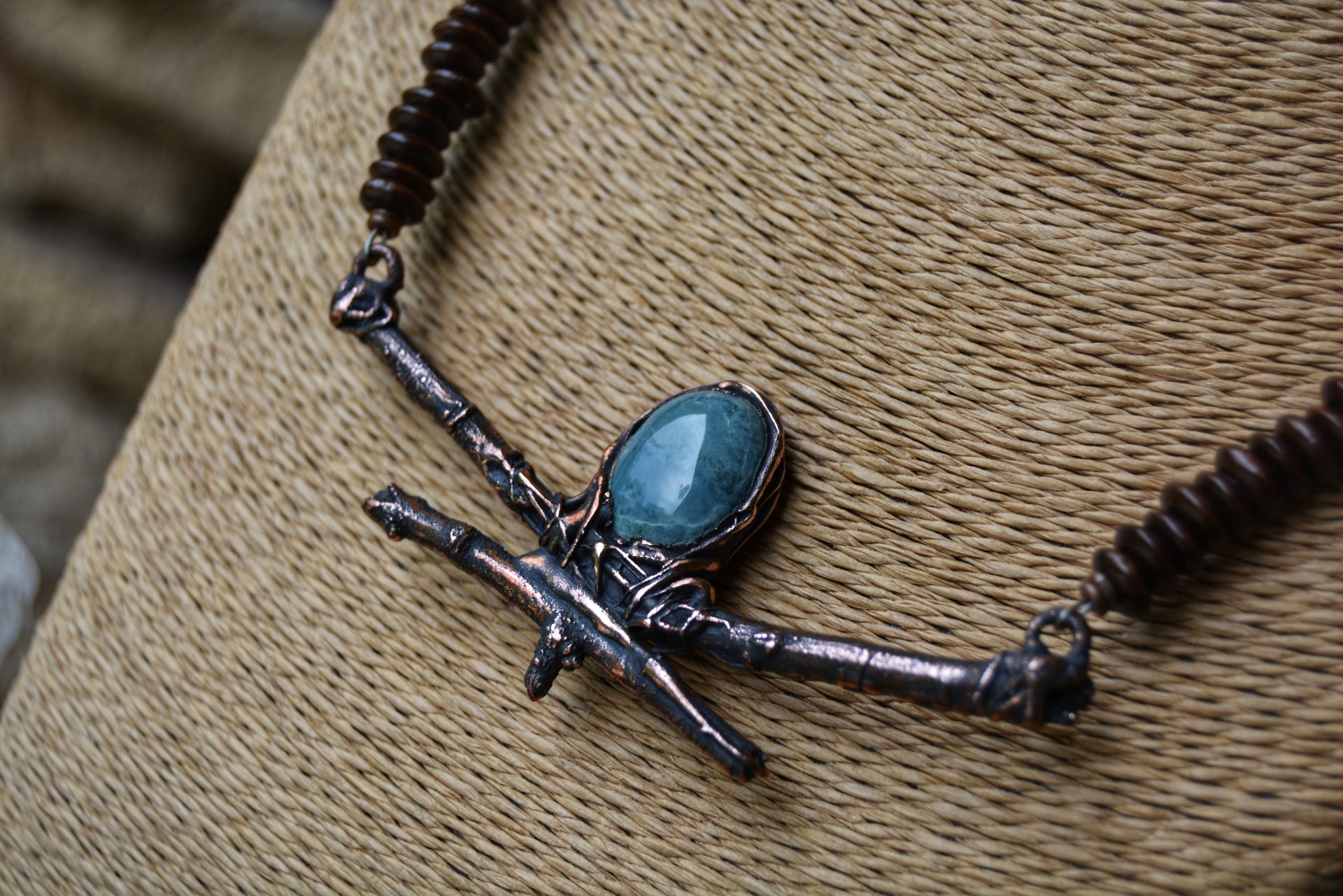Blue Jade Copper Twig Necklace - Image 4