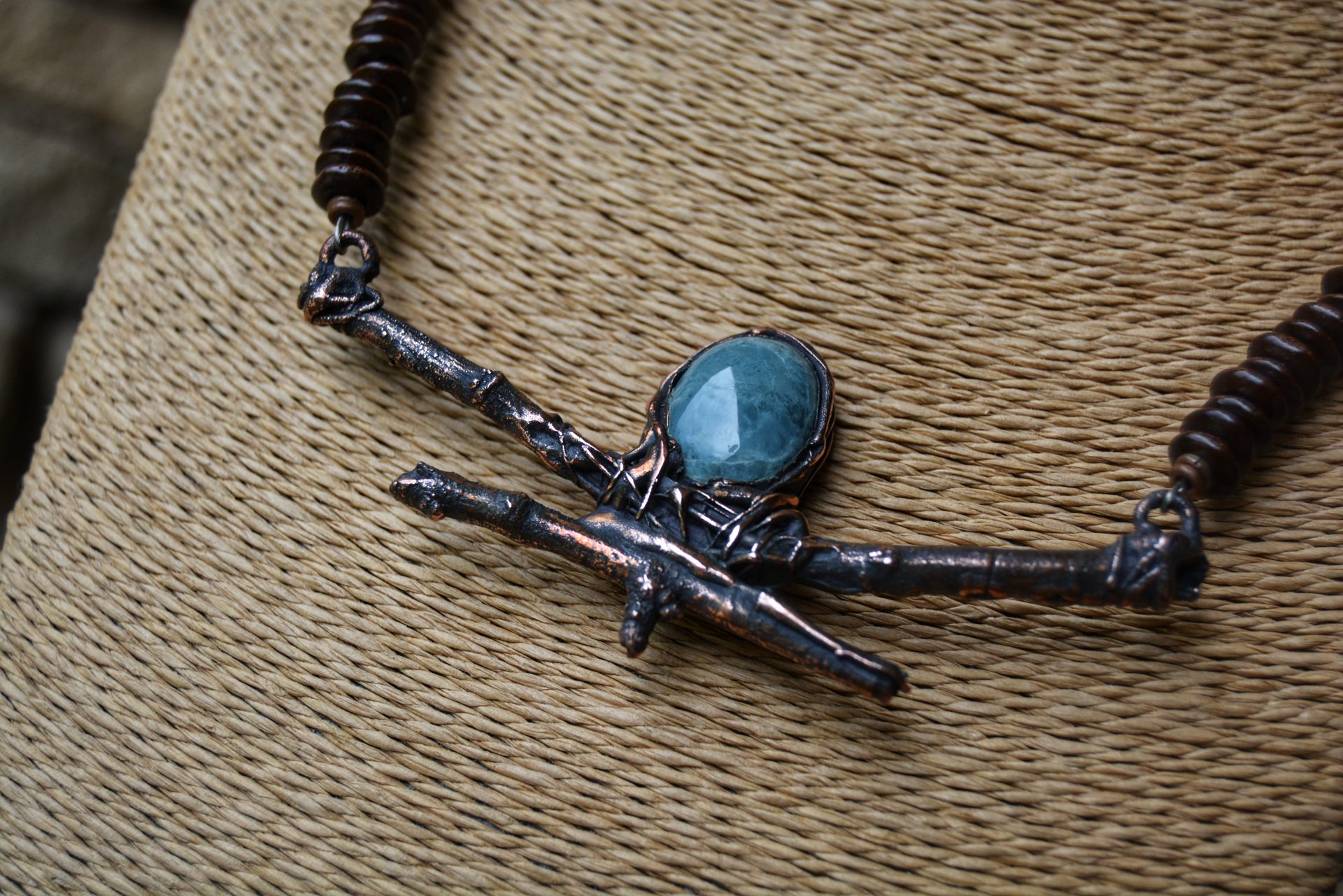 Blue Jade Copper Twig Necklace - Image 3