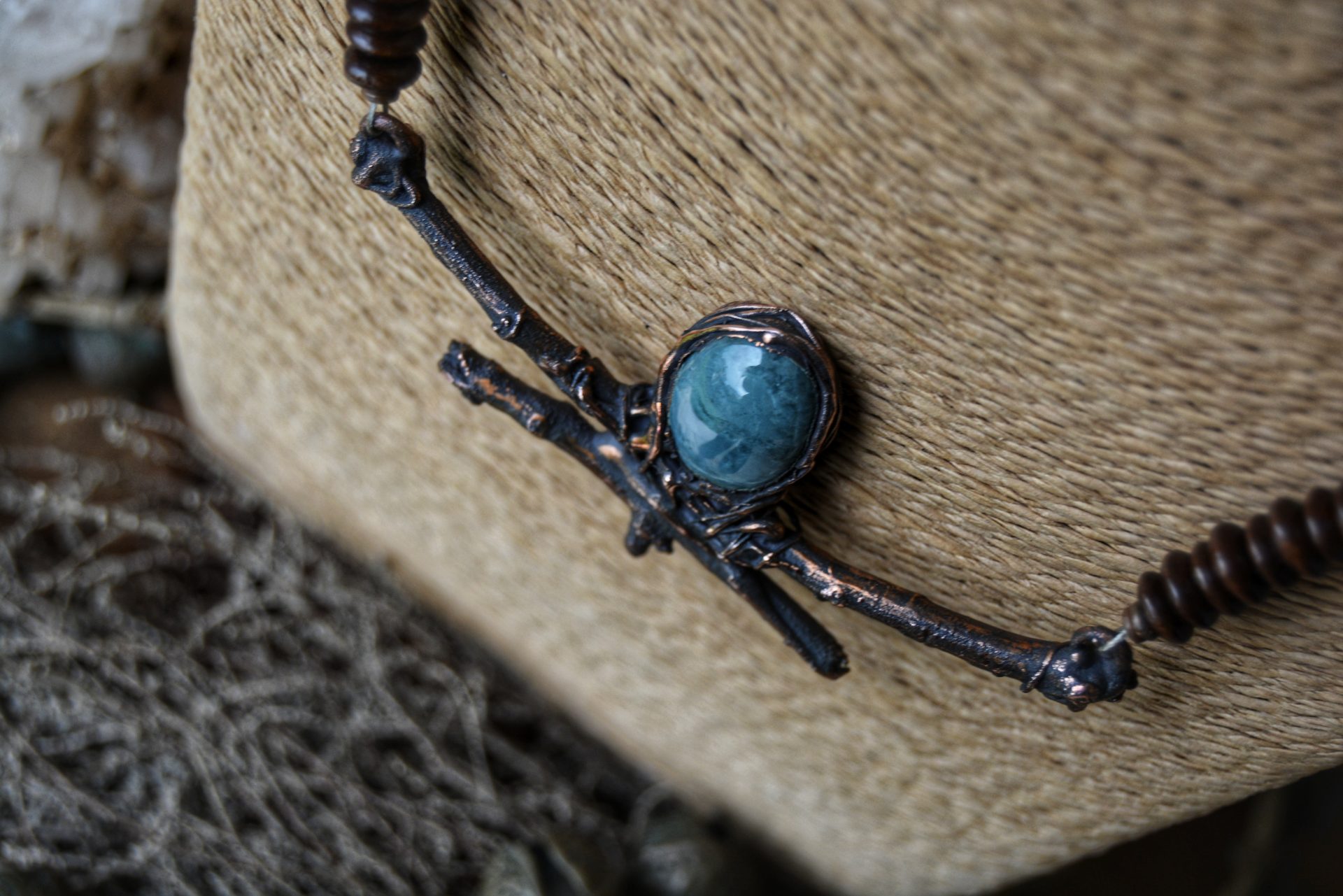 Blue Jade Copper Twig Necklace - Image 2