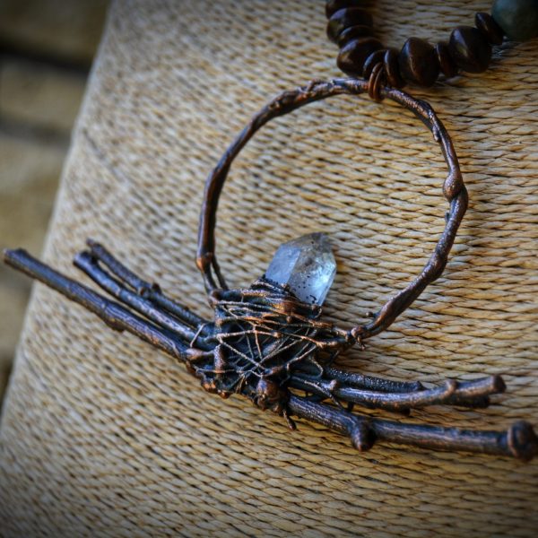 Bold Forest Twig Quartz Copper Necklace