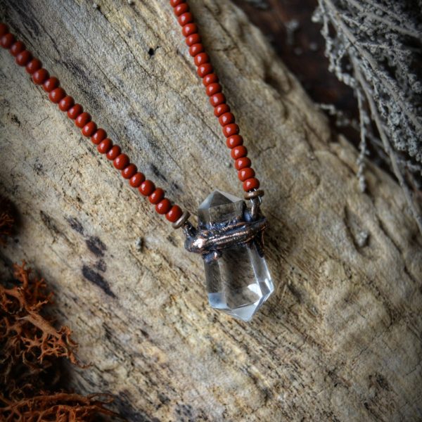 Dainty Double Terminated Quartz Copper Necklace