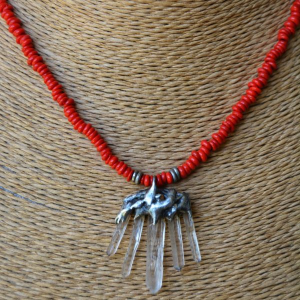 Quartz Comb Silver Metal Necklace