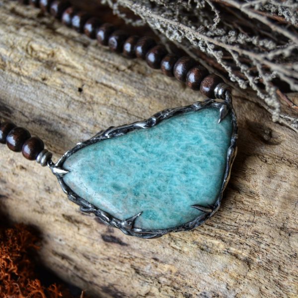 Amazonite Silver Metal Necklace