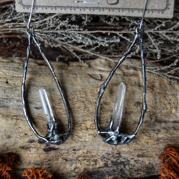 Quartz Silver Metal Earrings