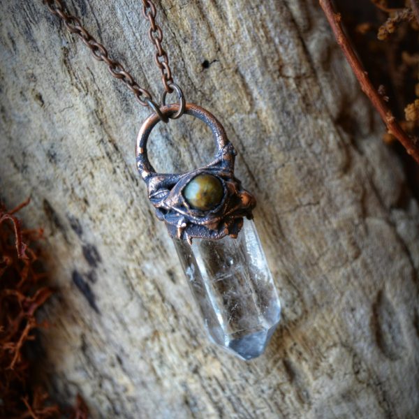 Quartz and African Turquoise Copper Necklace