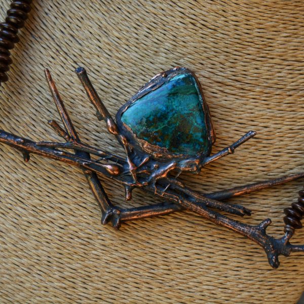 Chrysocolla Forest Twig Copper Necklace